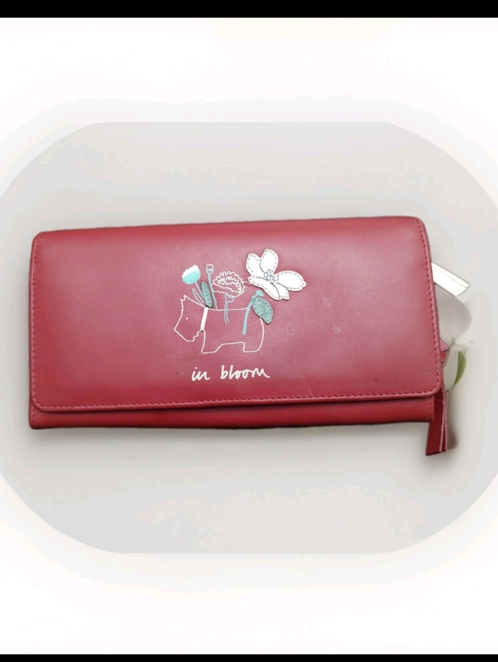 Radley London Red Leather In Bloom Floral Scottie Dog Matinee Wallet GUC